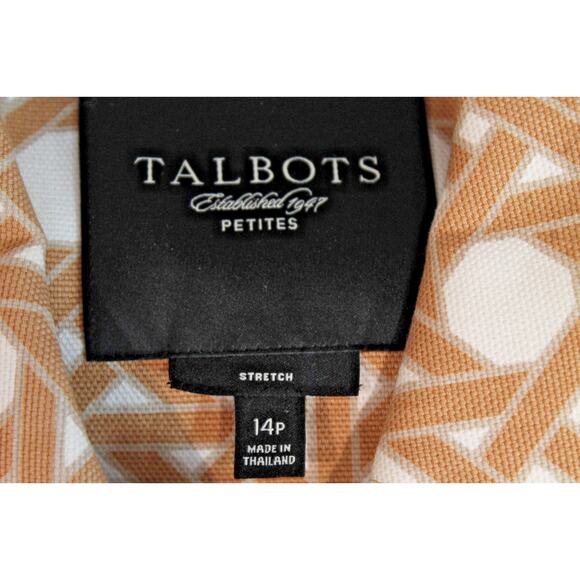 Talbots Trench Coat Womens size 14P Beige White Basketweave Collar Button Up - Picture 5 of 6